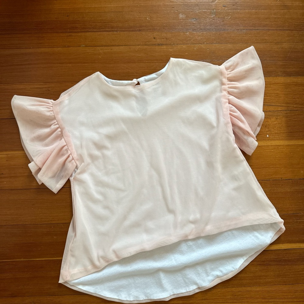 NWOT Omamimini Soft Pink Mesh Blouse